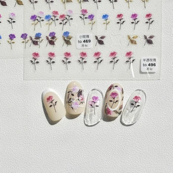 5D Nehty Nálepka Nail Art Sticker Japonské Barevné Lepicí Nová Květina Nail Art Dekorace Růžové Zahradě