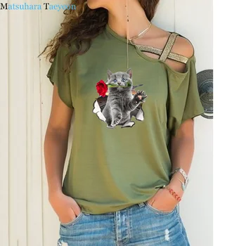 Roztomilé Kočky Pes 3D T Shirt 2020 Letní Funny T-Košile Tisk Ženy Tričko Bavlněné tričko Ležérní Móda Top Tee Plus Velikost Ženy