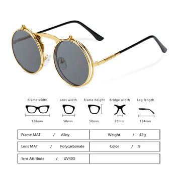 2021 nové sluneční brýle dámské luxusní značky designový kovový rám retro kulaté sluneční brýle ženské punk řidičské sluneční brýle mužské UV400