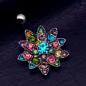 5kusů 2019 mix styl barevné povětrnostním květina motýl dlouhé houpat pupku, břicho bar tlačítko prsteny, piercing šperky, levné