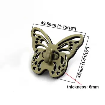 1 kus Kovový Motýl Obrátit Twist Lock Sponou pro Kožené Řemeslo Ženy Bag Kabelka Taška přes Rameno Kabelku DIY Hardware Příslušenství
