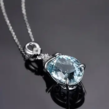 Vintage náhrdelník Přírodní Zirkony Stříbrný Řetízek s Přívěskem Dárek Náhrdelník Šperky