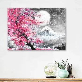 Sakura Strom Třešňový Květ Japonské Montáž Plátna Wall Art Plakáty Tiskne Obrázky pro Obývací Pokoj Kuchyň Domova