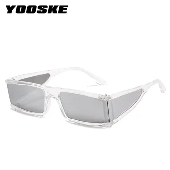 YOOSKE Módní Punk sluneční Brýle, Ženy, Náměstí Chrámy Sluneční Brýle Muži Luxusní Značky Černý Obdélník Barevné Brýle UV400 Venku