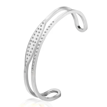 Jednoduché a klasické otevírací titanové oceli náramek s diamanty atmosférou módní náramek šperky