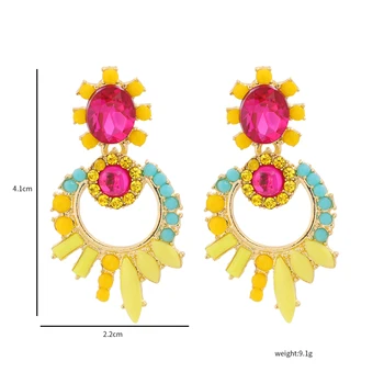 Nové Kolo Barevný Kov Crystal Houpat Náušnice Prohlášení Luxusní Drop Ear Ring Módní Šperky Příslušenství Pro Ženy Velkoobchod