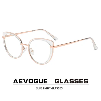AEVOGUE Anti-Modré Brýle Počítač Zrcátko Kov Retro Brýle Rám Módní Cat Eye Brýle AE1035
