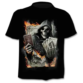 3D T-shirt Pánské Dámské Módní Hip Hop tričko 2021 Nový Motocykl, Lebka, Street Nosit Prodyšné tričko Camisetas Hombre Top T