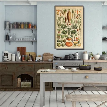 Vintage Zeleniny, Ovoce, Rostlin, Ryb, Hmyzu Strom Plakát Malířské Plátno Zeď Umění Tisk Věda, Plakát Kuchyně Dekorace