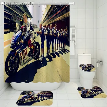 4 Ks Rychlost Sport Sprchový Závěs Motocykl Závodní Auto Koupelna Opona Domova Koberec Kryt Toaleta Kryt, Vana Mat Pad Set