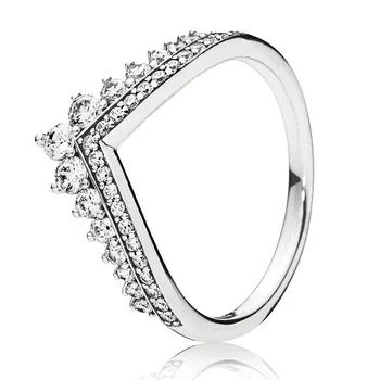 925 Mincovní Stříbro Prsten Vydláždit Logo Podpis Kruhy Srdce Halo Princezna Wishbone Luk Ring Pro Ženy Dárek Módní Šperky