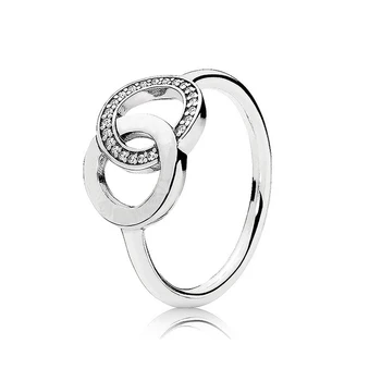 925 Mincovní Stříbro Prsten Vydláždit Logo Podpis Kruhy Srdce Halo Princezna Wishbone Luk Ring Pro Ženy Dárek Módní Šperky
