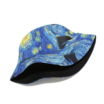2021 Nový Van Gogh Starry Sky olejomalba Bucket Hat čepice pro ženy, rybářská čepice letní čepice pánské gorro gorras casquette muts