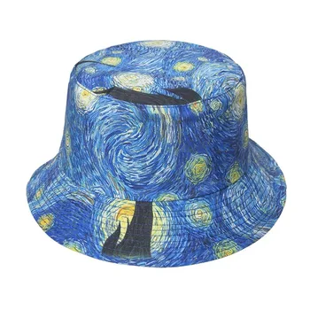 2021 Nový Van Gogh Starry Sky olejomalba Bucket Hat čepice pro ženy, rybářská čepice letní čepice pánské gorro gorras casquette muts