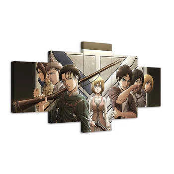Ne Zarámované Plátno 5 Panel Útoku na Titan Anime Plakáty na Zeď Umění Moderní Obrazy HD Obrazy Domova Obývací Pokoj Dekorace