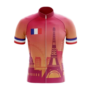 Francie, Eiffelova Věž, Léto Červená Cyklistické Jersey Sada Ciclismo Masculino Bib Krátké Gel Prodyšný Pad Maillot Ciclismo Hombre