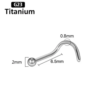 Celý G23 Titanu nos nehty klasické stručné styl zakřivené tyče malé kuličky lidské tělo propíchnutí piercingu šperky 20G