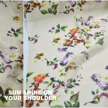 Hedvábí Šifon Tkaniny Šaty Velké, Široké, Světle Béžová Malé Květinové Krásy Skutečné oblečení Tkaniny DIY patchwork