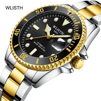 WLISTH marca Automatické mechanické hodinky homem relógios de negócios relógio masculino banda inoxidável 50m à prova dwaterproof