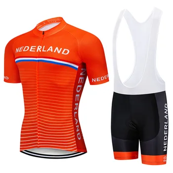 2021 NEDERLAND Cyklo Team Jersey Cyklistické Šortky 20D Bib Set Ropa Ciclismo Pánské MTB Létě jízda na Kole Maillot Spodní Oblečení