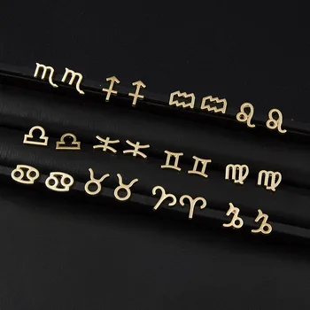 DW Minimalistický Symbol Malé Kovové Náušnice Zlaté Barvy 12 Souhvězdí Náušnice Šperky Dárek pro Nejlepšího Přítele