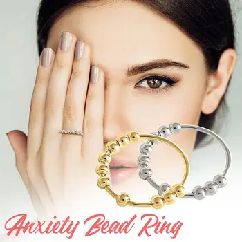 Dámské Sterling Silver Ring Snížit Stres, Úzkost Otočný Kroužek Korálkový Prsten Stresu Prst Prsten Šperků Dárek Pro Přátele
