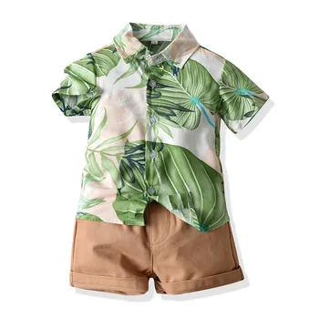 Dětské Oblečení Chlapci Hawai Chlapec Sady Letní Krátký Rukáv Tričko+šortky Ležérní Gentleman Oblek Letní Oblečení, Prádla Garçon 2021