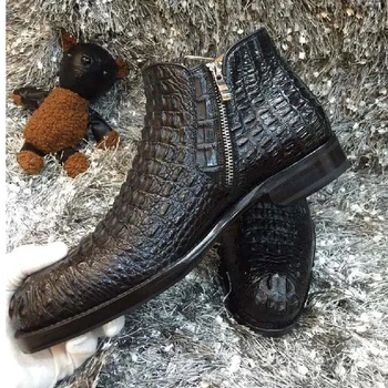 Jiangxinduyun vlastní krokodýlí kůže boty na zip ruční krokodýlí Muži boty krokodýlí Krátké boty