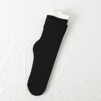 Ženy, Dívky, Pevné Tenké Zdobené Ponožky Komprese Měkké Cukroví Barva Černá Bílá Lolita Pohodlné Pod Kolenem Volné Ponožky