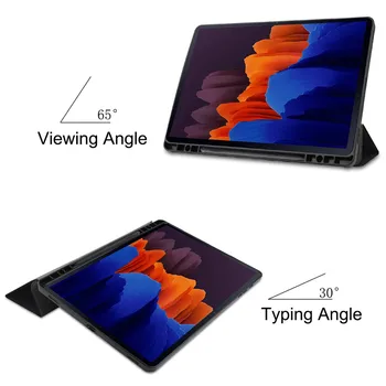 Inteligentní Magnetická Případě Funda Pro Samsung Galaxy Tab S7 Plus 12.4 palcový SM-T970 SM-T975 2020 Případě s S Pen Tužka Držák Kryt