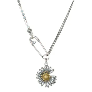 Náhrdelník chryzantéma s S925 Sterling Silver Vintage Klíční kost Řetěz Svetr Řetěz Ženy Šperky Přívěsek Náhrdelník