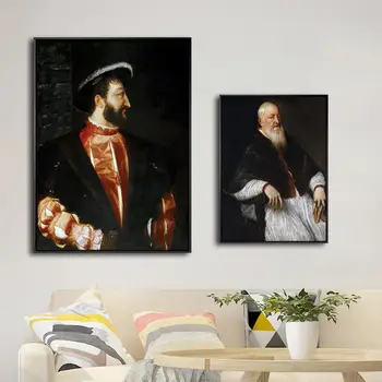 Domácí Výzdoba, Tisk na Plátno Umění Zeď Obrázky pro Obývací Pokoj Tisk na Plátno, Obrazy ital Tiziano Vecellio Muž Portrét