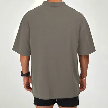 Nové Bavlněné Pánské T-shirt Krátký rukáv Muži Letní Volné pevné tričko pro muže Kolem Krku Top Hip Hop Male Plus Velikosti polo Tričko