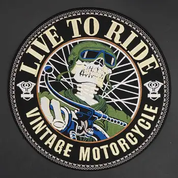 ŽÍT JEZDIT VINTAGE MOTOCYKL Výšivky Patch Nálepka Odznak na Bundu Zpět Vesta Klub Motocyklu Biker
