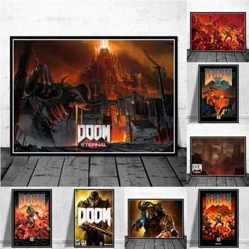 Klasické Halo Video Hry Ultimate Doom Wall Art Malířské Plátno Plakáty a Tisky Umění Zdi Obraz pro Obývací Pokoj Bez Rámu