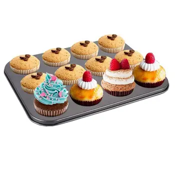 Heavy duty uhlíkové oceli cupcake pečící plech,12 mini cupcake cup dort ve tvaru pánve,teflonové košíček pečící plech, cupcake formy