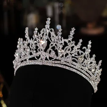 Barokní Crystal Svatební Čelenky Velká Královna Koruny Drahokamu Diadém Krásy Party Šperky Nevěsta Svatební Vlasy Příslušenství Hairbands