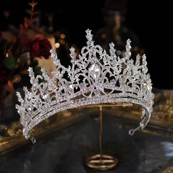 Barokní Crystal Svatební Čelenky Velká Královna Koruny Drahokamu Diadém Krásy Party Šperky Nevěsta Svatební Vlasy Příslušenství Hairbands