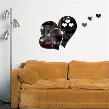 3d Zrcadlo Lásky Srdce Samolepka na Zeď Obtisk Diy Samolepky na Zeď Pro Obývací Pokoj Moderní Styl Domácí Pokoj Art Mural Dekor Vyměnitelné