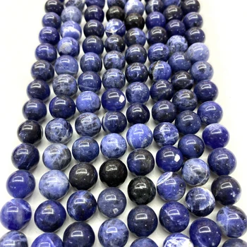 Přírodní sodalit kámen modré hladké Kulaté korálky Volné Korálky náramek není léčba Pro Výrobu Šperků DIY design pro jehlu práce
