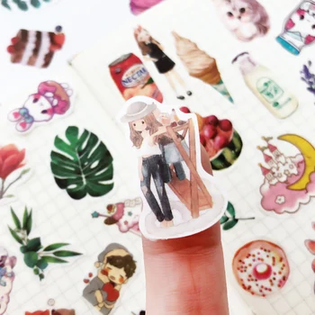 Roztomilý styl štítku balení 100ks kreslený obrázek DIY diář student papírnictví dekorace nálepka krásné album
