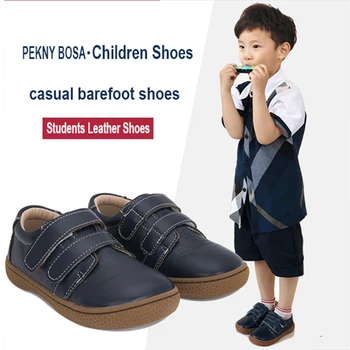 PĚKNÝ BOSA naboso boty dětské kožené chlapec boty měkké dno široké prsty na nohou tenisky pro dívky studenti boty velikost 25-35