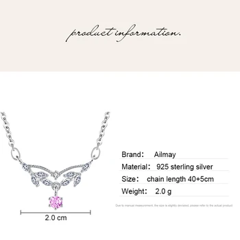 Ailmay 925 Sterling Silver Lucky Růžová Zirkon Vody Drop Design Přívěsek Náhrdelník Pro Ženy Jemné Šperky 2021 Nové Bijoux Dárky