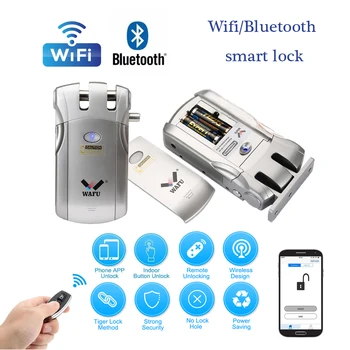 Wafu 019 Bezdrátové wi-fi Smart Lock Dálkové Ovládání BT Elektronické Bezklíčové Neviditelné Dveře Zámek 433MHz Telefon APP Ovládání slot pro zamek