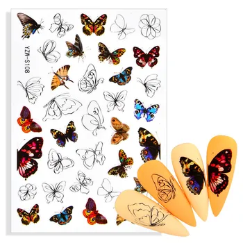 1ks Reliéfní Nehty Nálepka 3D Gotické Květinové Listy Butterfly Jezdce Samolepící Hřebík Nálepky pro Nail Art DIY Převodu Vody Štítku