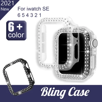 Dámské Luxusní hodinky pouzdro pro Apple Watch Případ 44 40 mm 42 38 mm Diamond Bling Diamond Kryt pro iWatch Série SE 6 5 4 3 2
