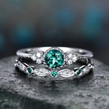 2-dílná Sada Jednoduché Zirkon Prsten Pro Ženy Žena Roztomilý Prst Kroužky Romantický Dárek k Narozeninám Pro Přítelkyni Módní Šperky Crystal