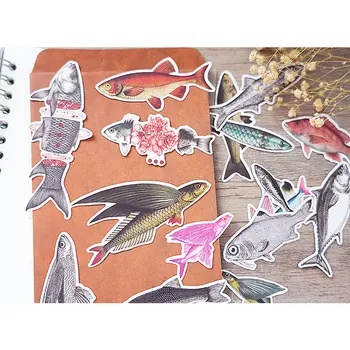 16pcs Létající ryby vintage Samolepky Řemesla Scrapbooking samolepky knihy Student label Dekorativní nálepka DIY Psací potřeby