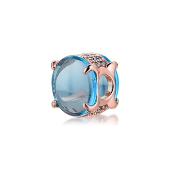 Modrý Oválný Cabochon Kouzlo 2021 Nová Kolekce Rose Pozlacené Šperky se Hodí Originální Korálky Náramky Žena DIY Korálky