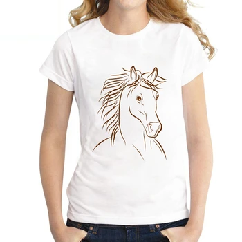 Abstraktní Koně Grafické T Košili, Zábavné Retro Top Dámské Tričko O-Krk Krátký Rukáv tričko Dámské 2021 Letní tričko Hipster tričko